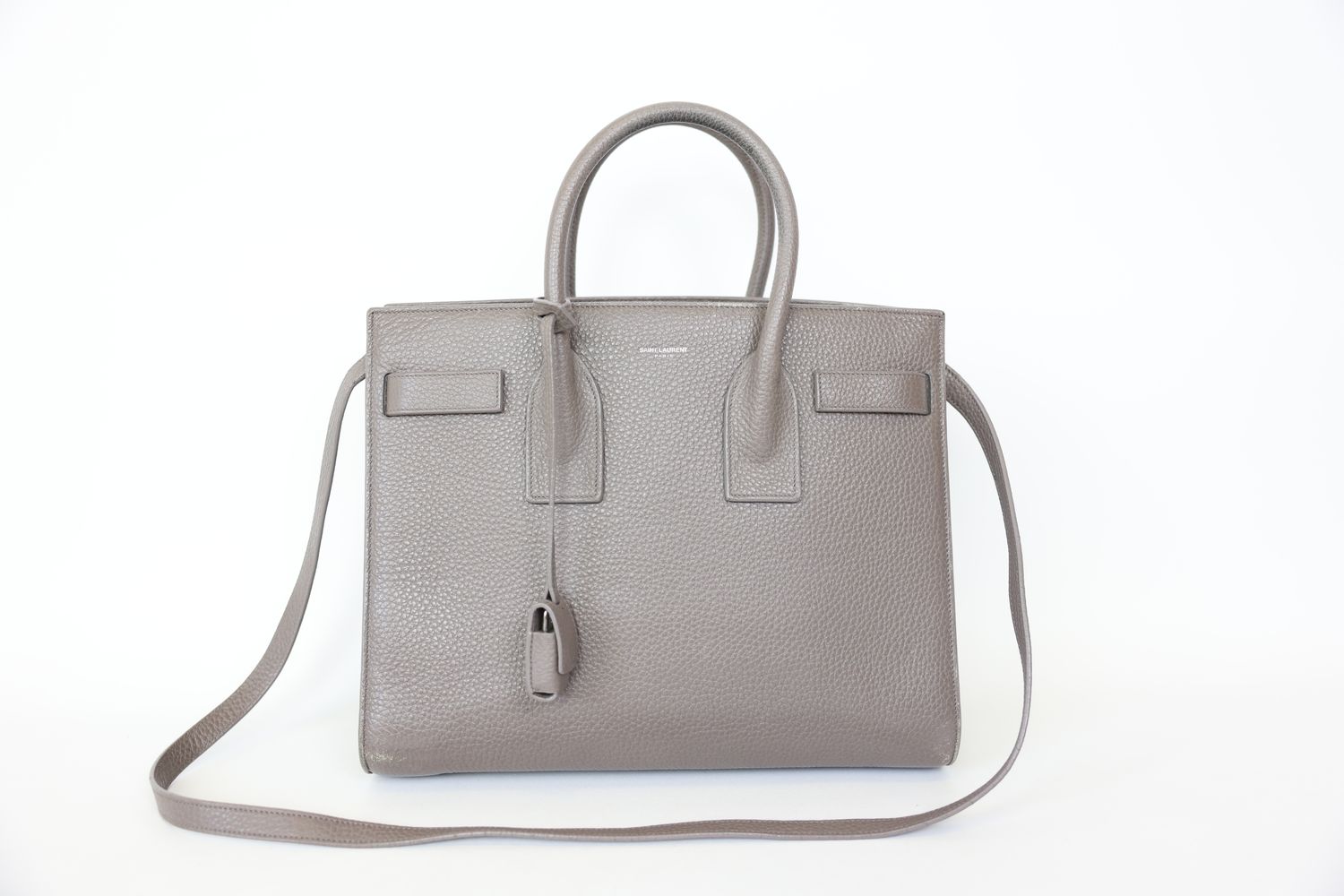 Saint Laurent Sac De Jour, Grey with Silver Hardware, Preowned in Dustbag WA001