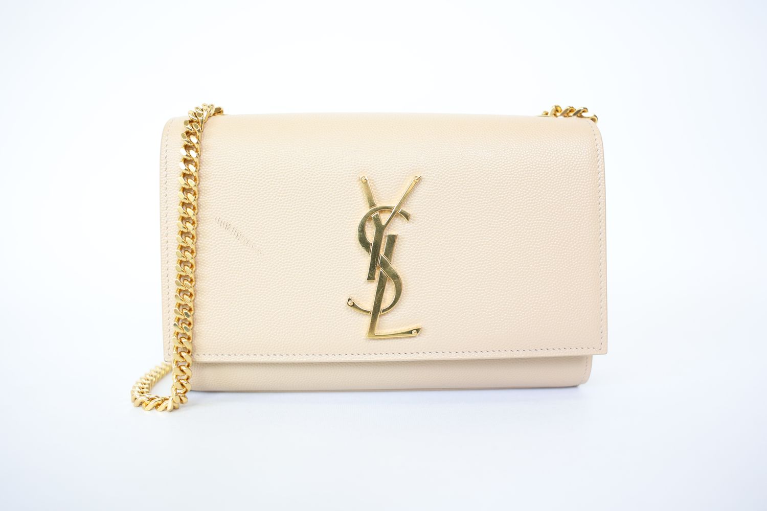 Saint Laurent Kate Chain Bag Small, Beige Leather With Gold Hardware, Preowned No Dustbag WA001
