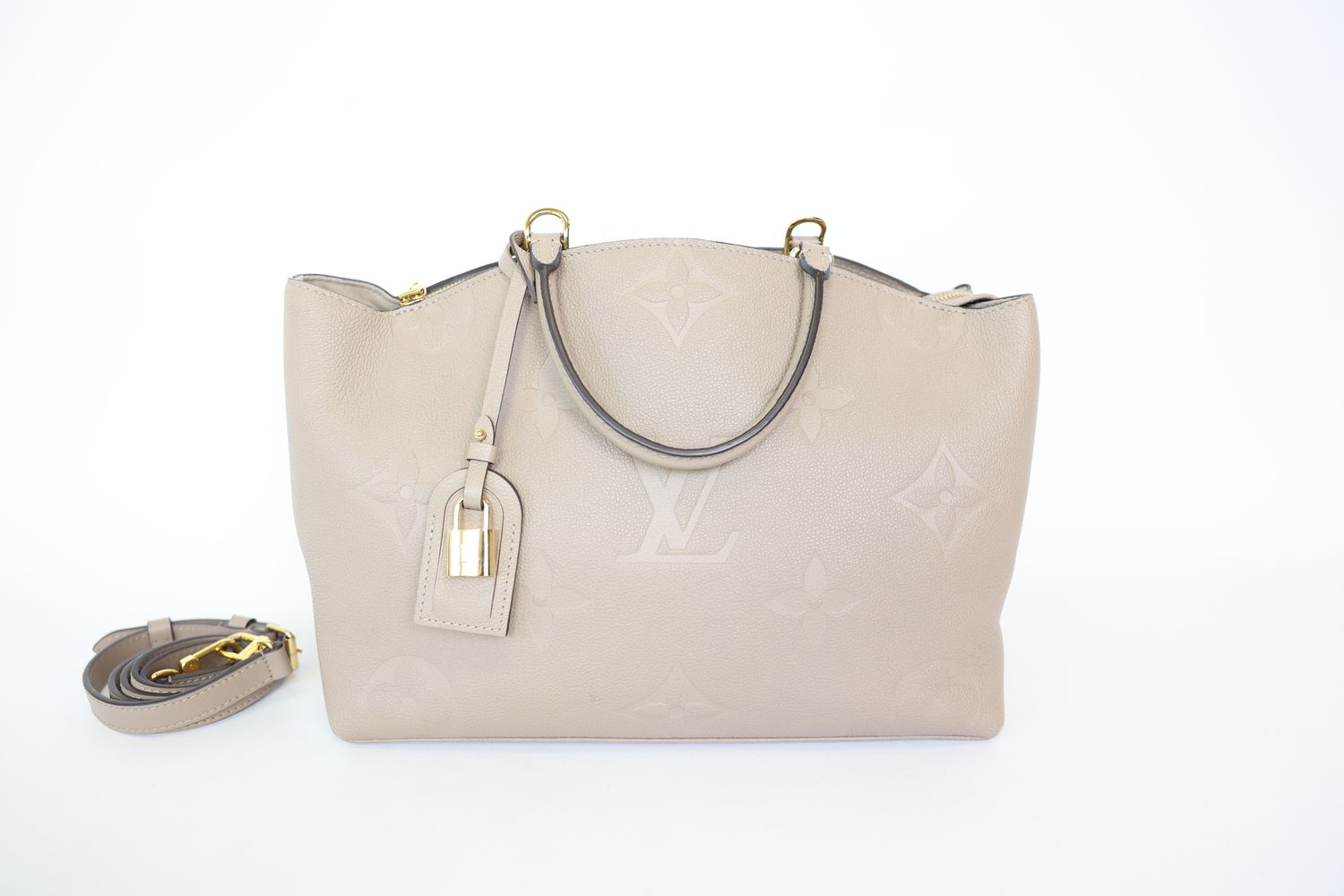 Louis Vuitton Grand Palais, Beige Monogram Empreinte Giant Leather With Gold Hardware, Preowned In Box WA001