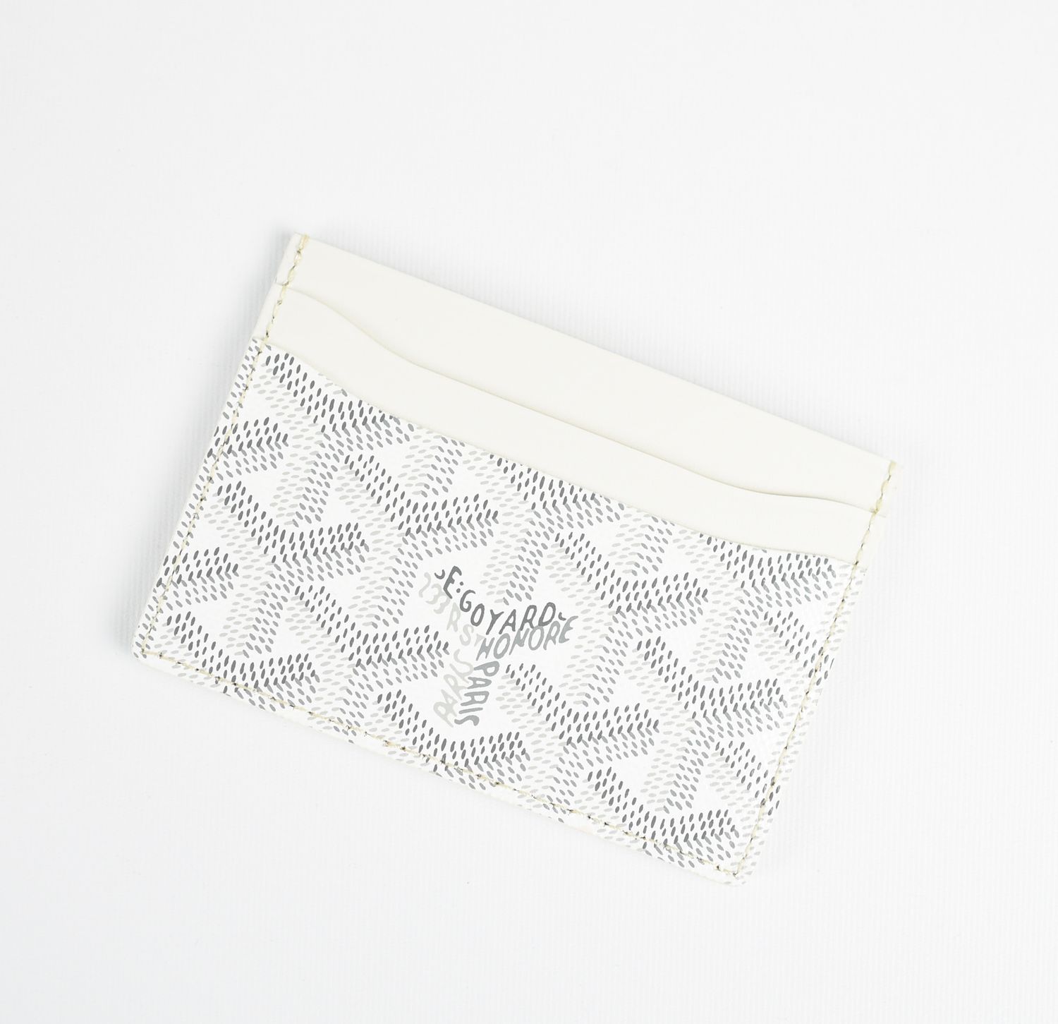 わずか★送料込♪【GOYARD】Malesherbesカードホルダー ホワイト Goyard Grey Chevron Print Coated Canvas Malesherbes Card