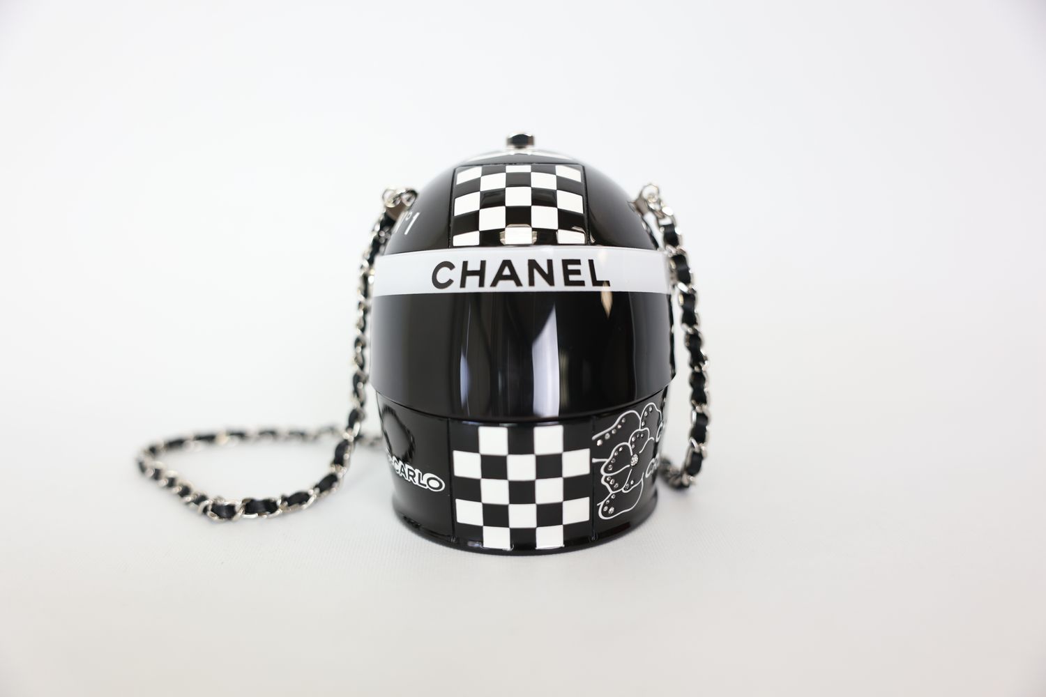 Chanel Helmet Bag Minauderie Chain, Black And White New In Box WA001