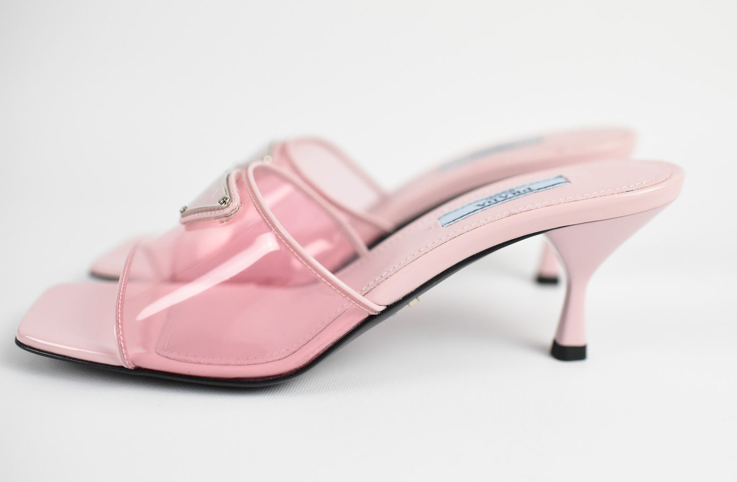 Prada Shoes, Pink Heels, PVC, Size 36, New in Box GA003