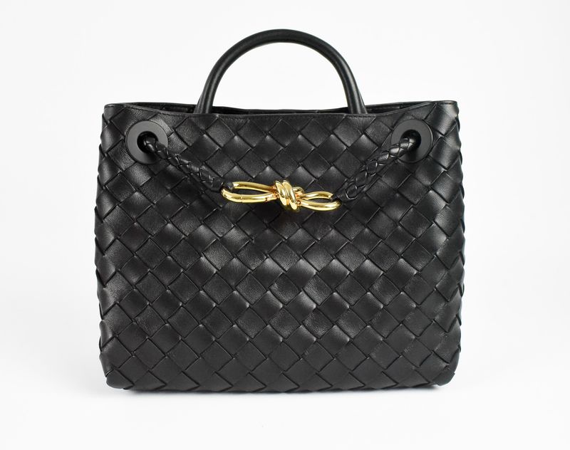 Bottega Veneta Andiamo Small, Black Woven Leather, New in Dustbag GA001P