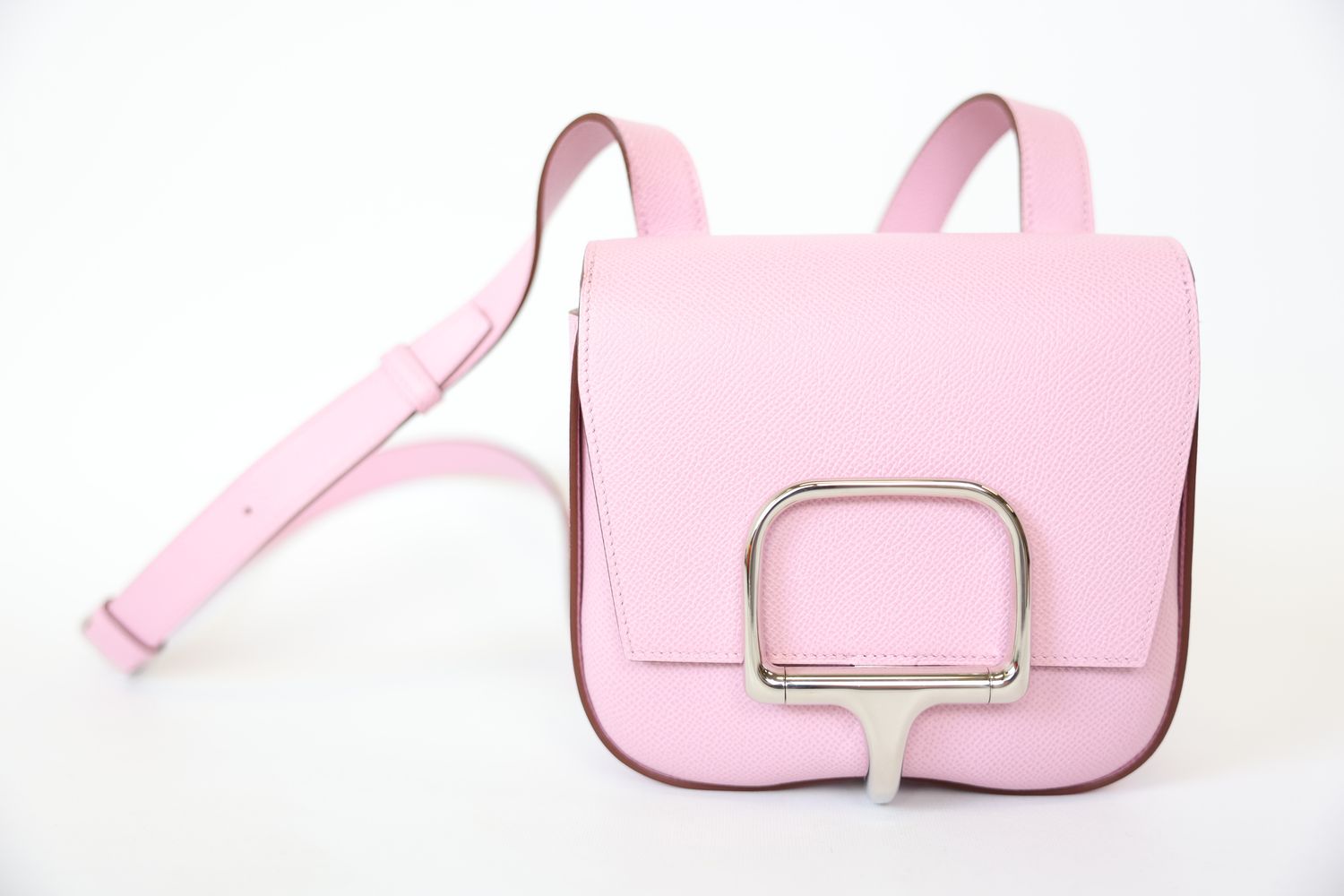 Hermes Della Cavalleria Shoulder Bag Mini, Mauve Sylvestre Epsom Leather With Palladium Hardware, As New In Box WA001