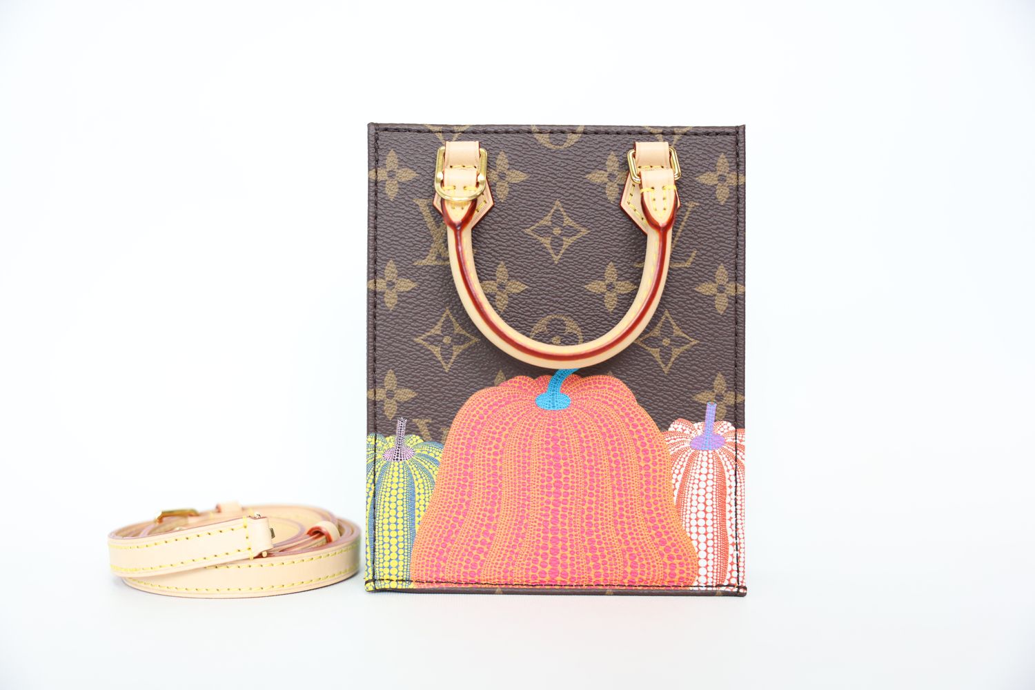 Louis Vuitton Petit Sac Plat Tote Mini, Monogram Yayoi Kusama Pumpkin, New In Box WA001