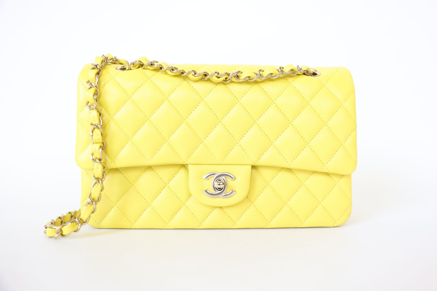 Chanel Classic Double Flap Medium, 23C Yellow Caviar Leather With Gold Hardware, New In Box No Dustbag WA001