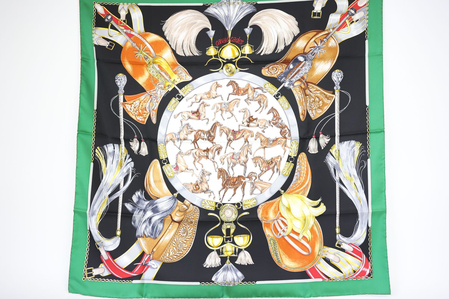 Hermes Silk Scarf, 90cm Carre Twill Cavalcades, New In Box WA001