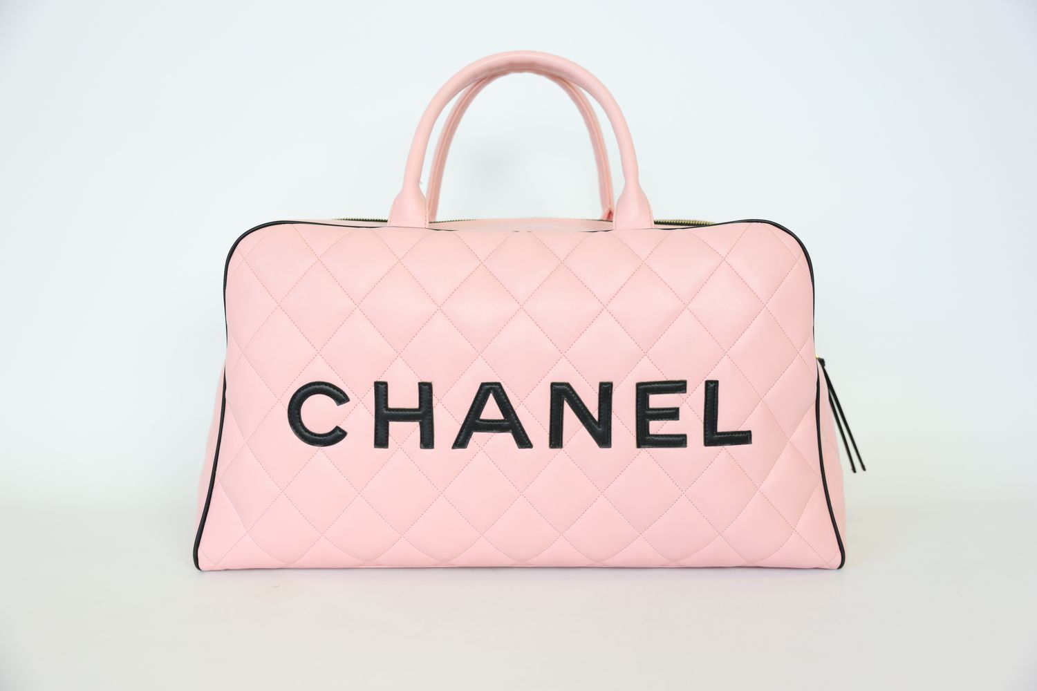 Chanel Boston Duffle Bowler, Pink Lambskin Leather With Gold Hardware, Preowned No Dustbag WA001
