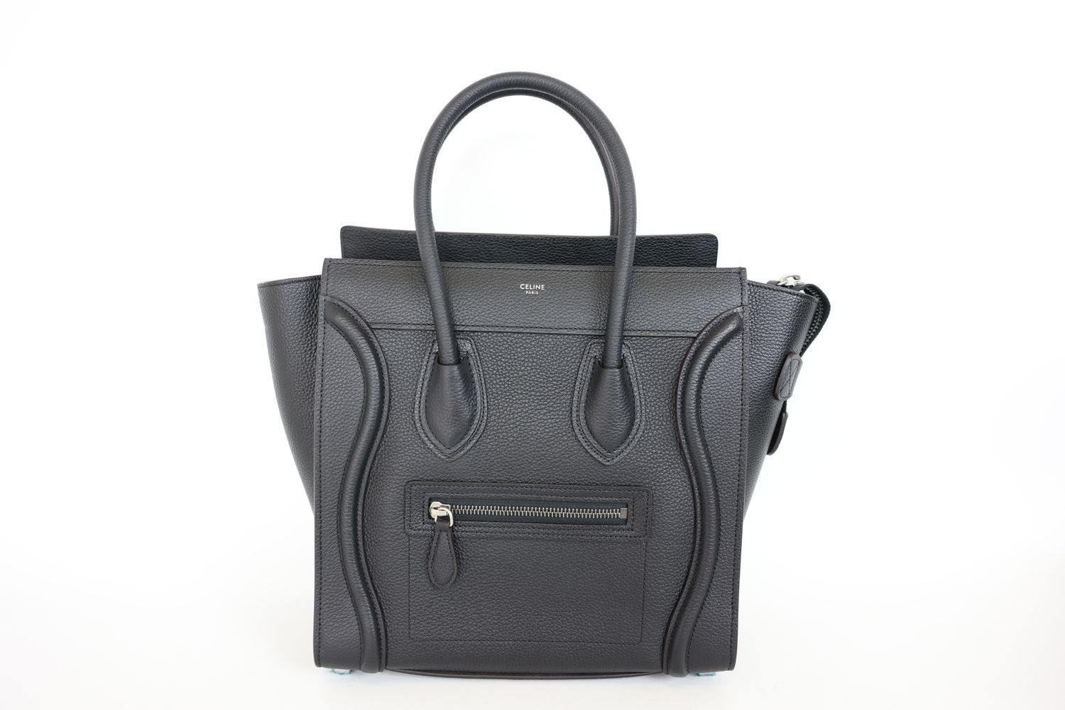 Celine Luggage Bag Micro, Black Calfskin with Silver Hardware, New in Dustbag WA001