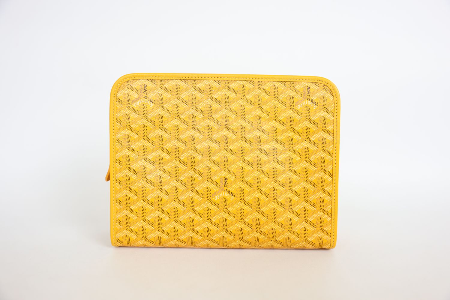 Goyard Jouvence Toiletry Bag, Yellow Goyardine Monogram Canvas &amp; Chevroches Calfskin with Silver Hardware, Preowned in Dustbag WA001