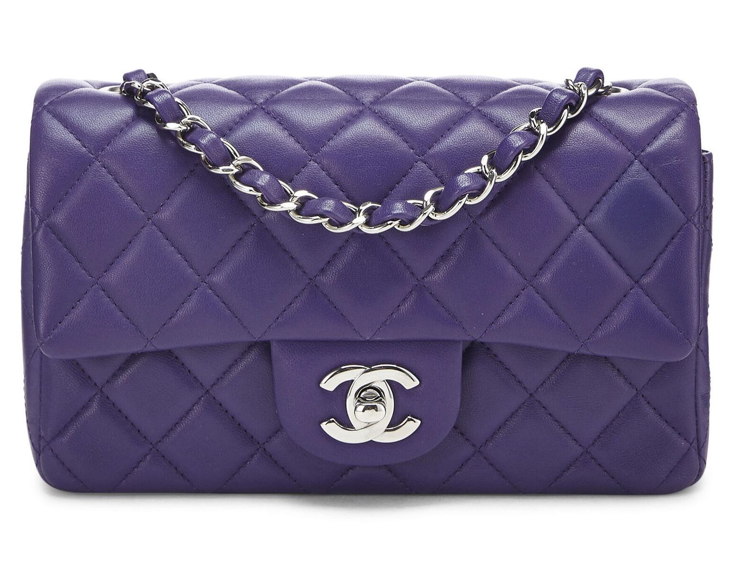 IGLIVE Chanel Purple Quilted Lambskin Rectangular Flap Mini, Preowned 20240626