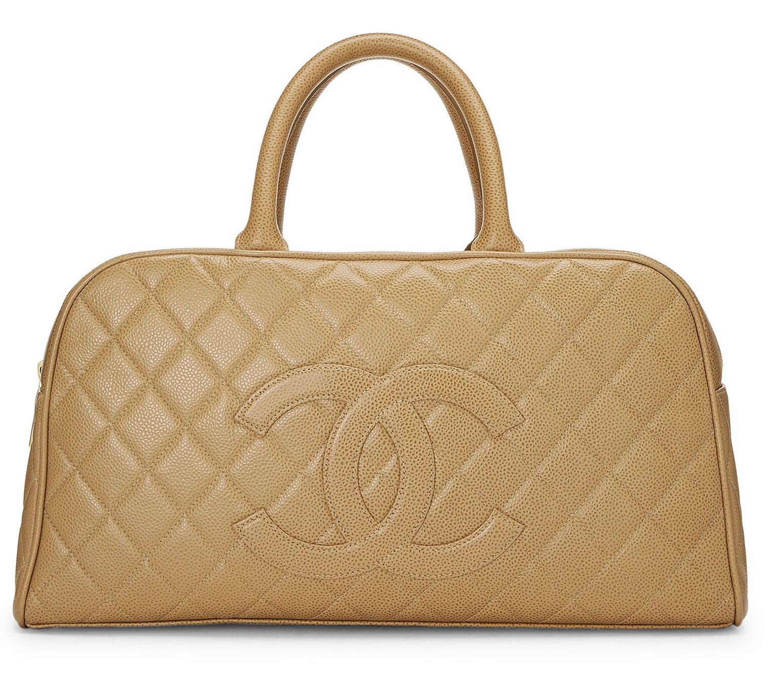 IGLIVE Chanel Beige Quilted Caviar Bowler Medium, Preowned 20240626