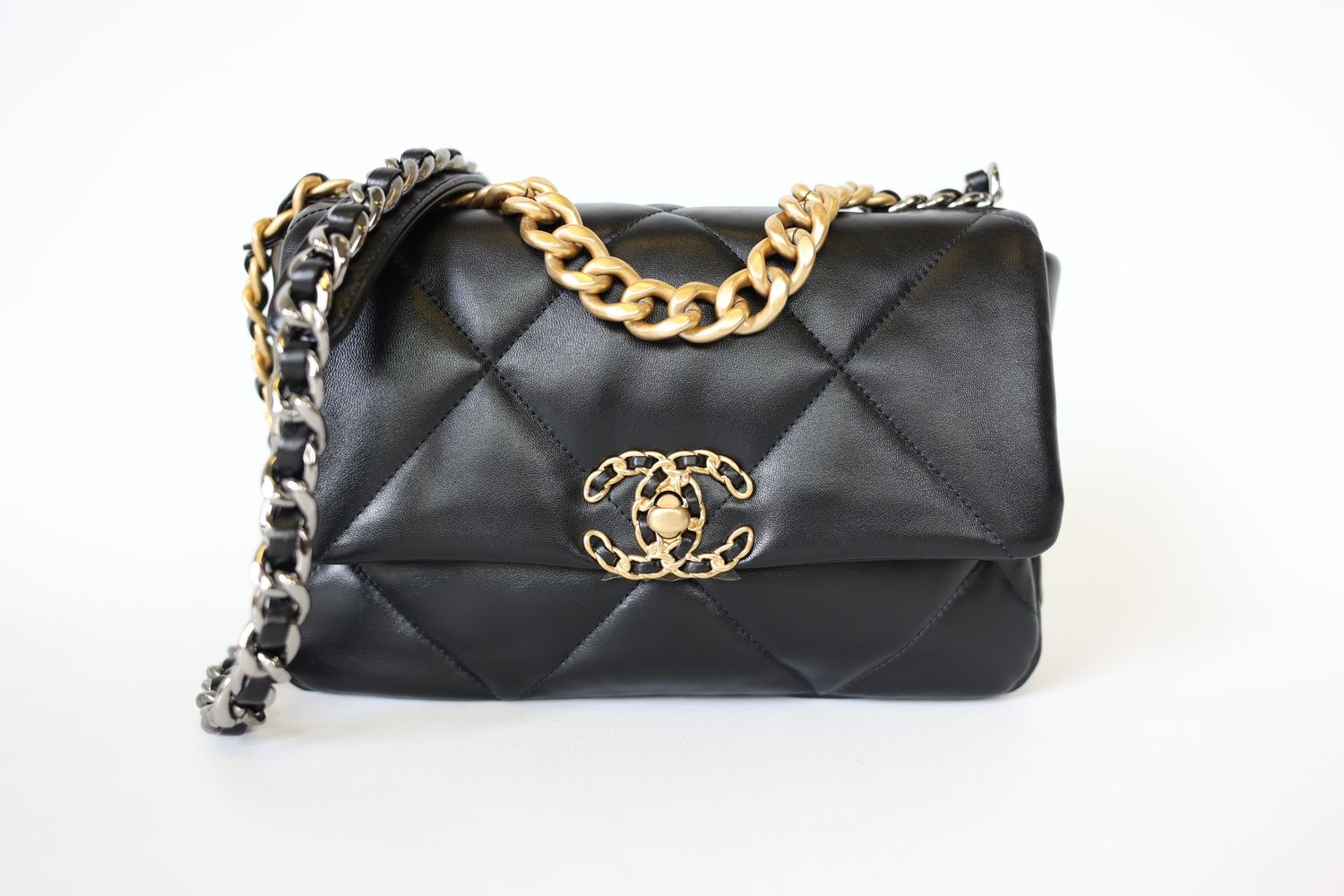 Chanel 19 Flap Bag Small, Black Lambskin with Mixed Hardware, New in Box WA001