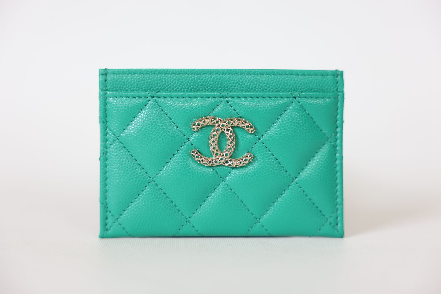 Chanel green card holder hotsell