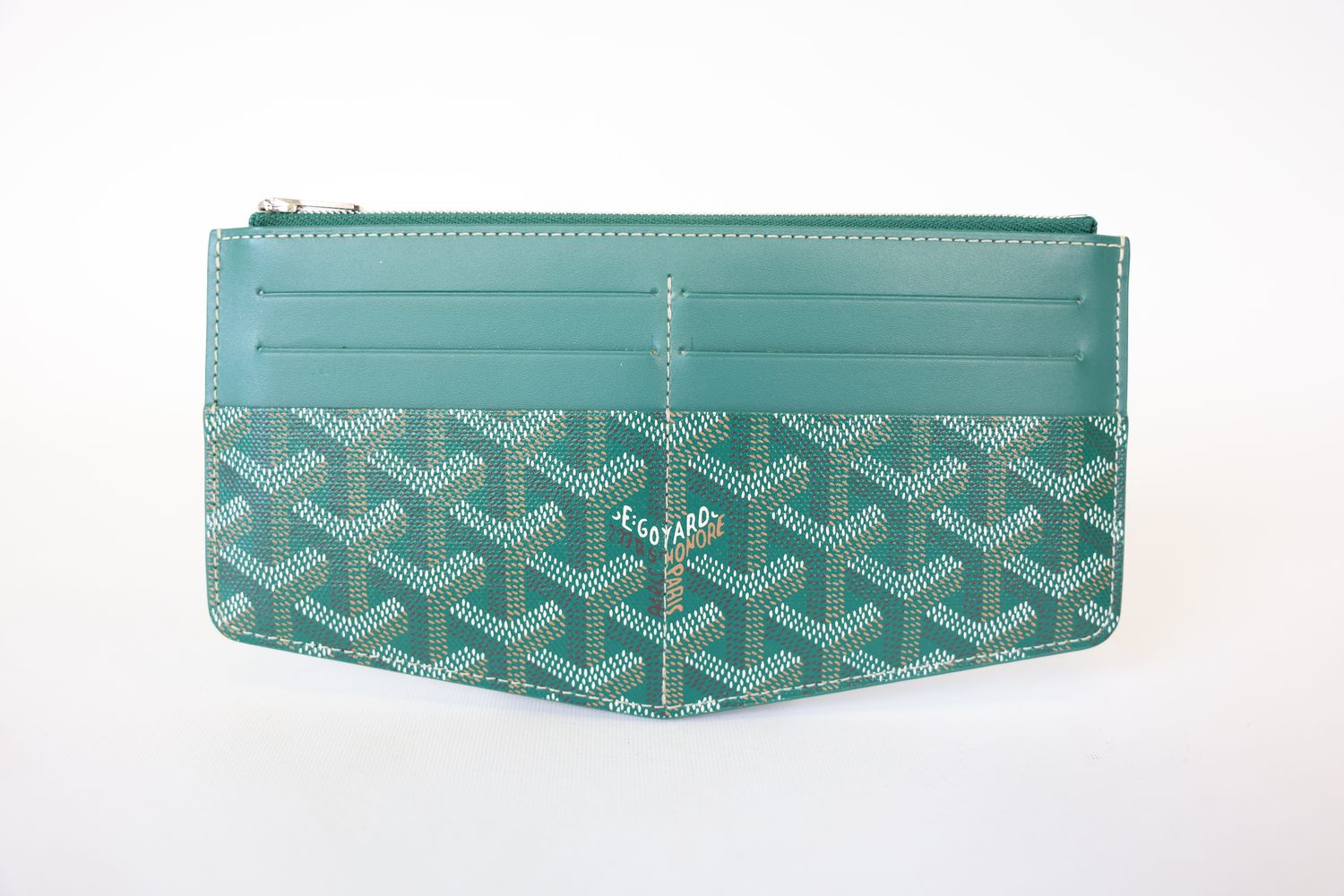 Goyard Insert Louise, Green Goyardine Canvas and Calfskin, Preowned in Box WA001