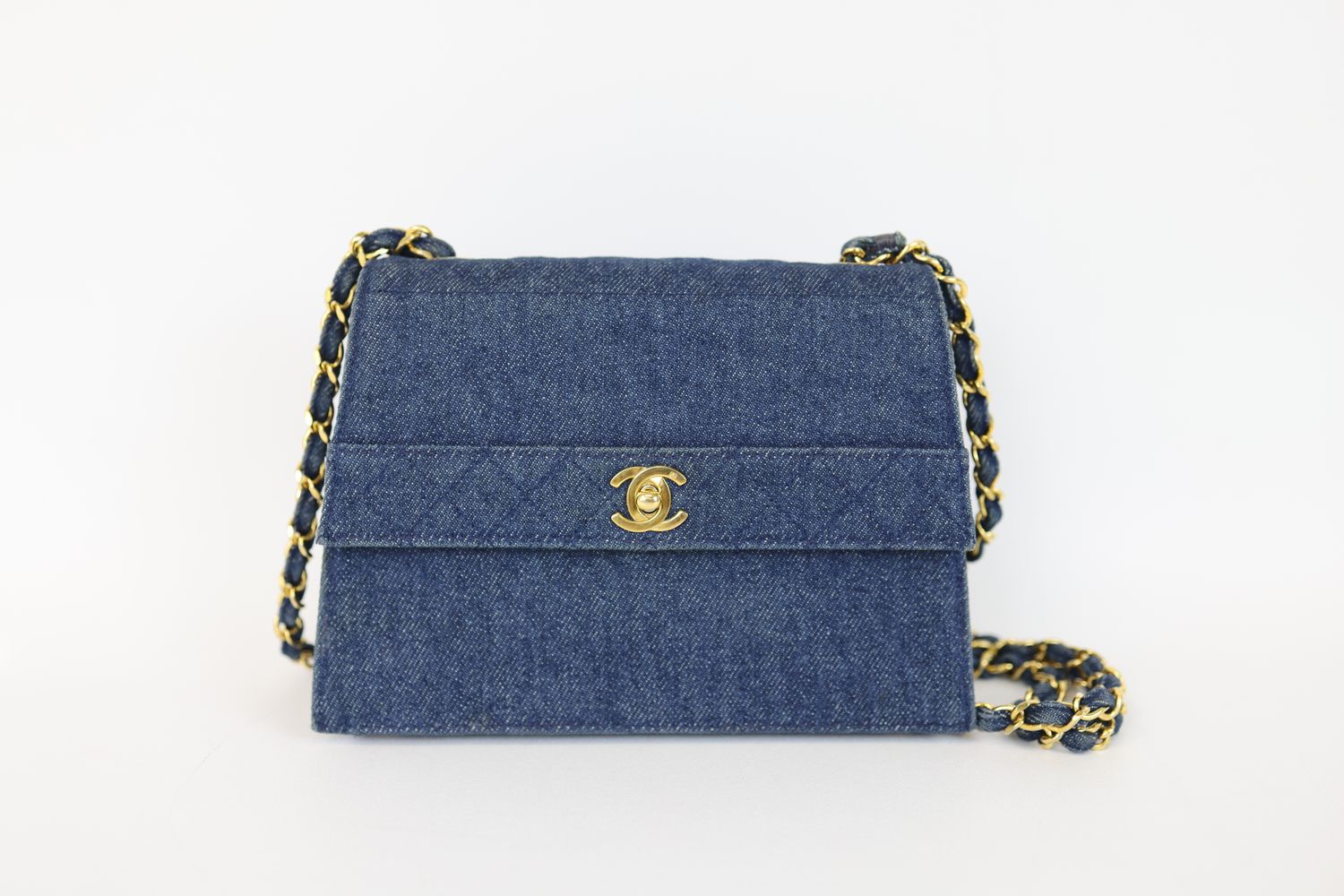Chanel Denim Mini, Gold Hardware, Preowned in Box MA001