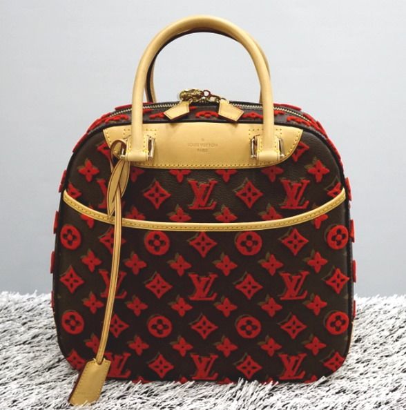 Louis Vuitton Limited Edition Tuffetage Bowler, Monogram Red, Preowned in Dustbag GA001P