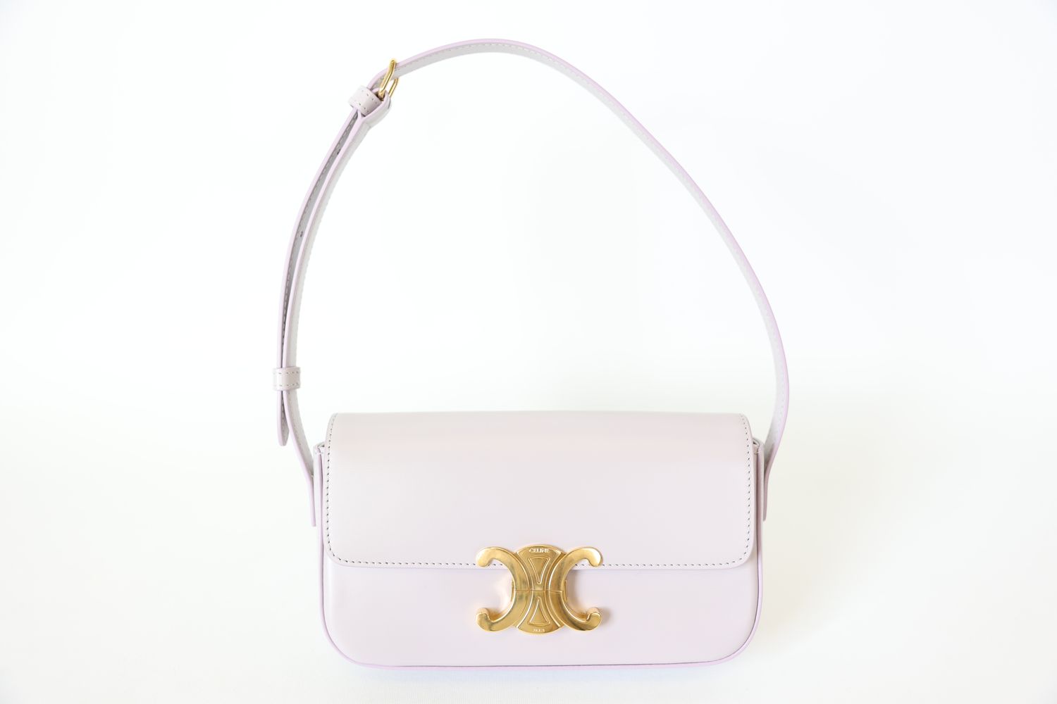 Celine Claude Triomphe Bag, Light Purple Calfskin with Gold Hardware, New in Dustbag WA001