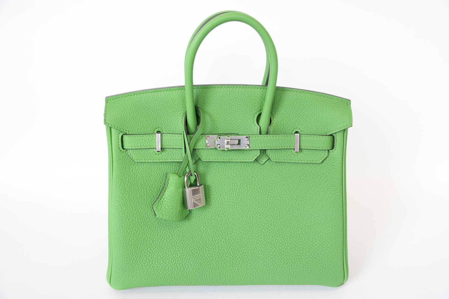 Hermes Birkin 25, Vert Yucca (Green) Togo Calfskin Leather with Palladium Hardware, W 2024 Stamp, New in Box WA001