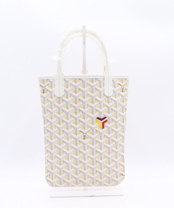 Goyard Poitiers Claire Voie Crossbody Top Handle Bag, White and Yellow, New in Dustbag GA001P