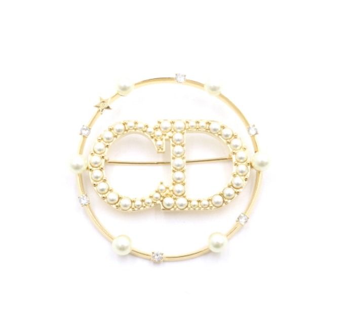 Christian Dior Brooch with Pearl, Gold Hardware, New in Box GA001P