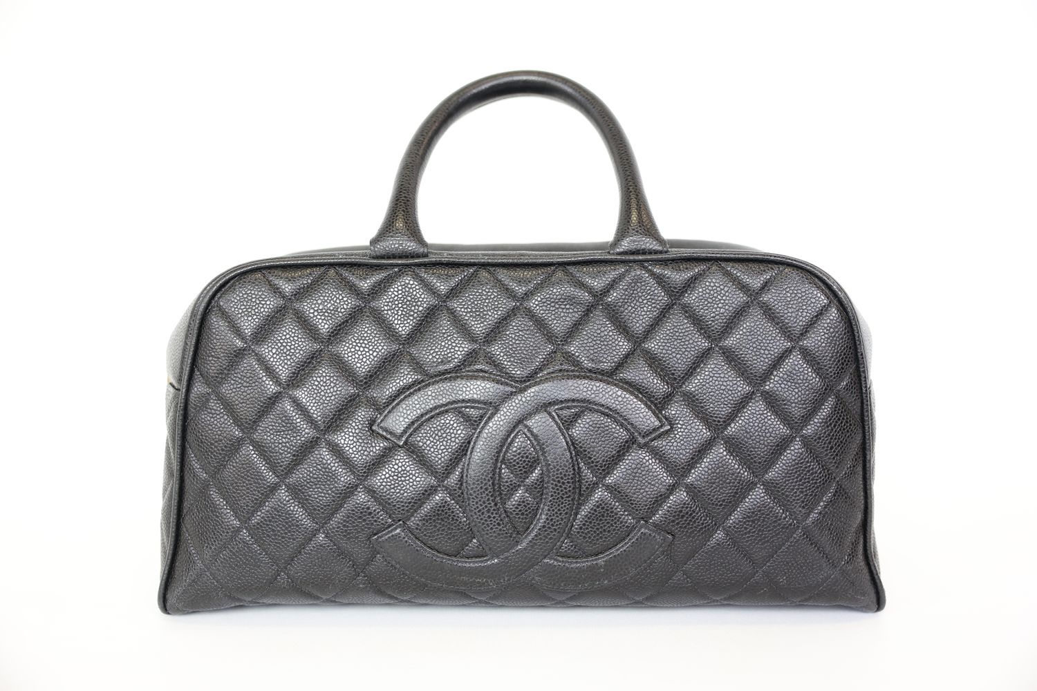 Chanel Bowler Bag Medium, Black Caviar Leather with Gold Hardware, Preowned No Dustbag WA001