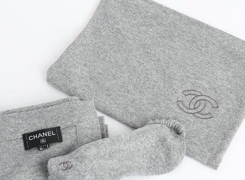 Chanel Blanket and Eye Mask Travel Set, Grey, Like New in Box GA001P