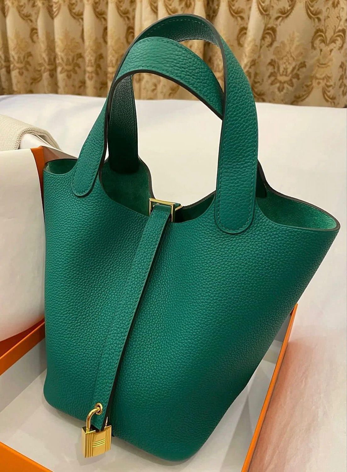 Preorder Hermes Picotin Vert Vertigo, Gold Hardware, New In Box W Stamp