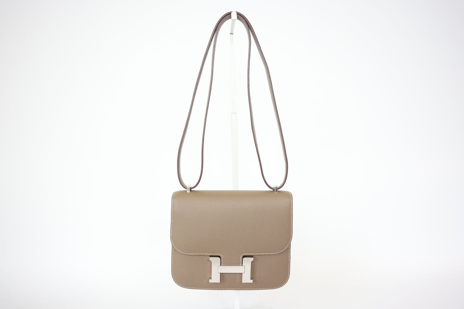 Hermes Constance Bag 18, Etoupe Epsom Leather with Palladium Hardware, U 2022, Preowned in Box WA001