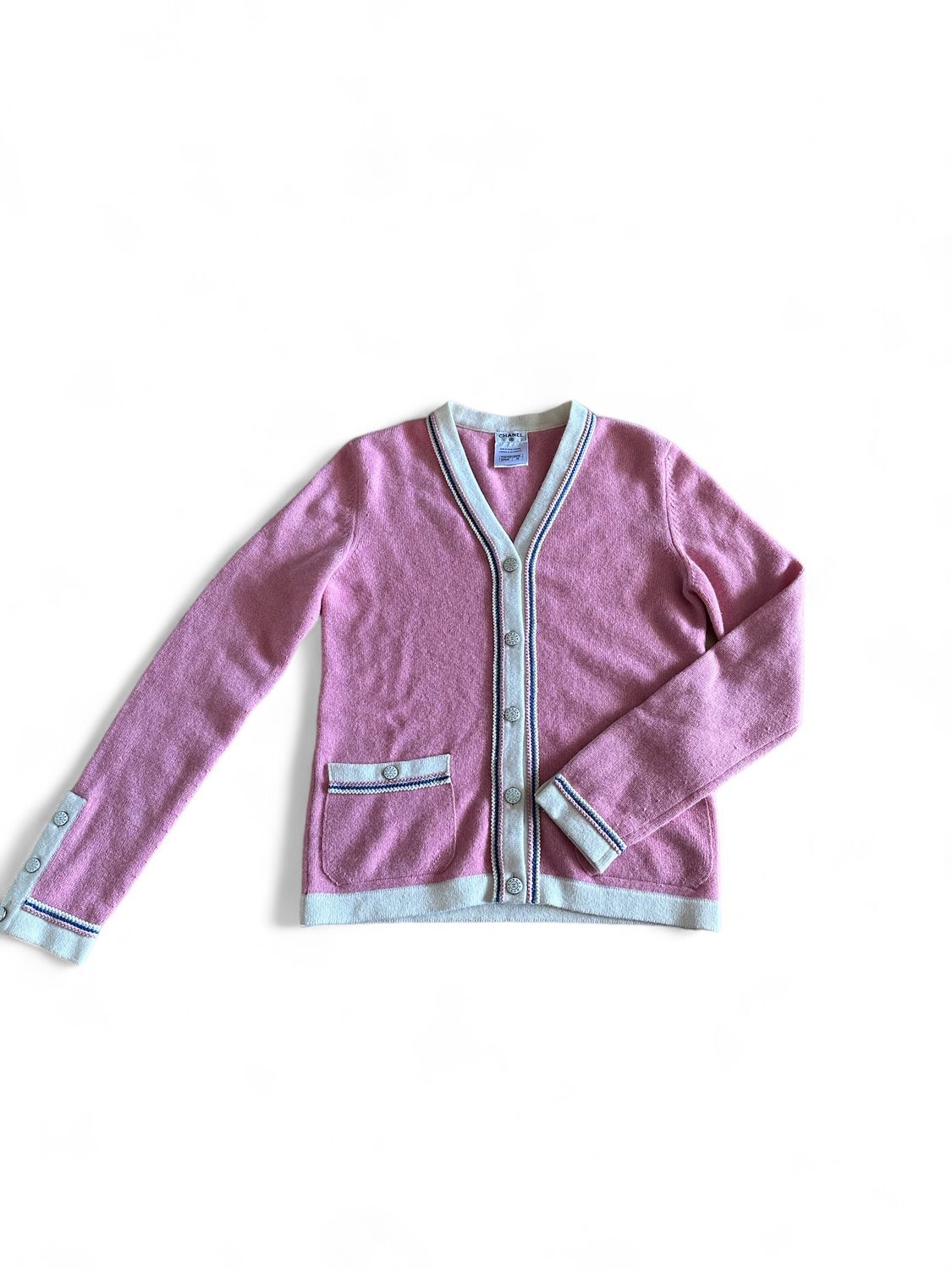 Chanel Clothing Cardigan in Pink, Size 36, Preowned (Ships from London)
