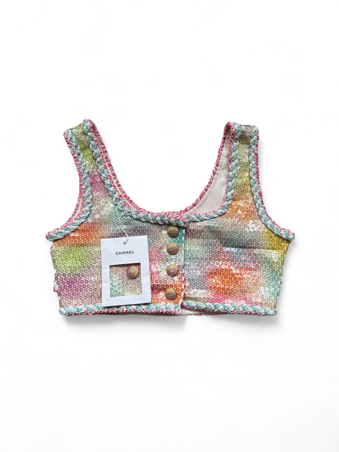Chanel Clothing Bralette Sequin Top, Multicolour, Size 36, New with Tag (Ships from London)