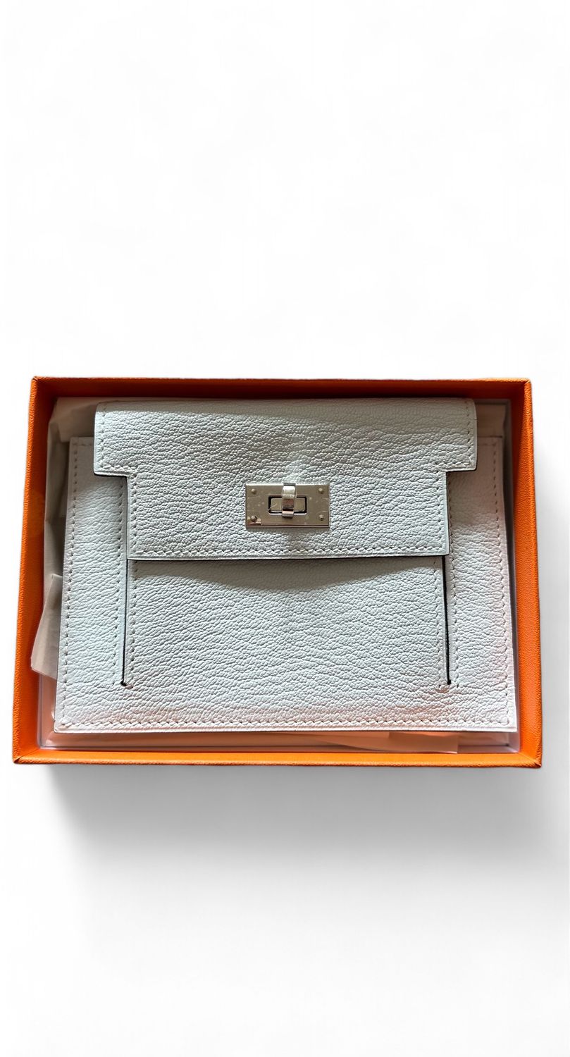 Hermes Kelly Compact Pocket Wallet, Grey Epsom, New in Box (Ships from London)