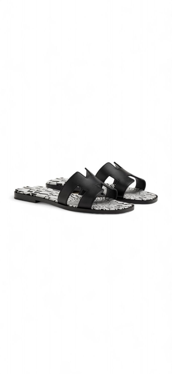 Hermes Shoes Oran black and white size 38