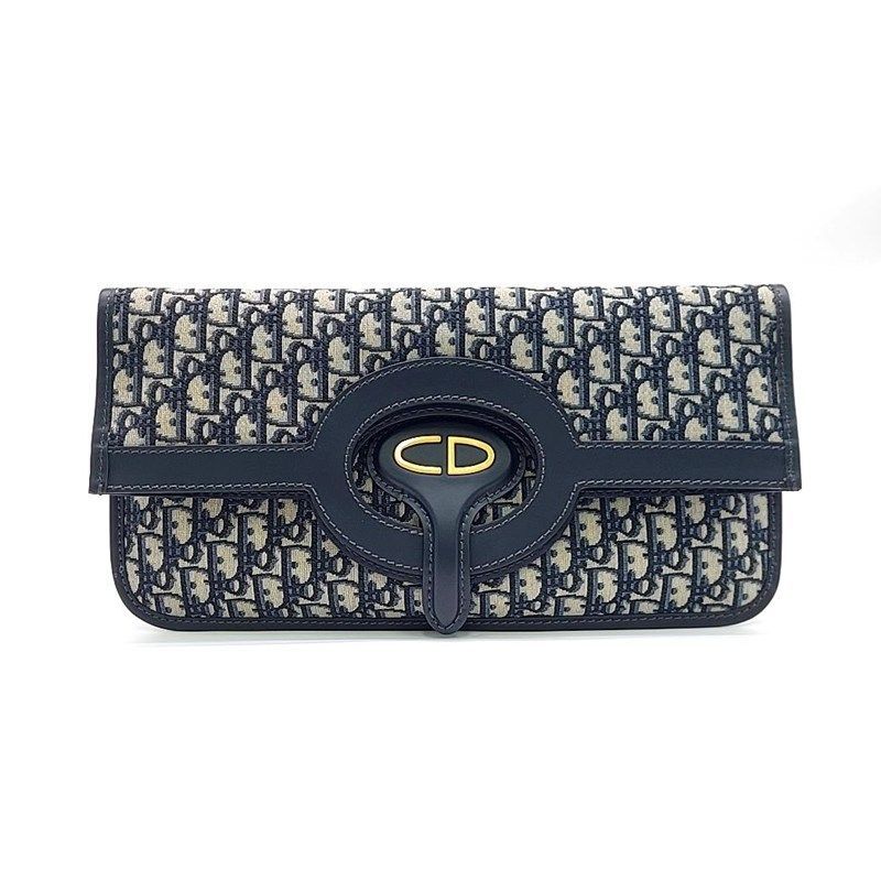 Christian Dior, Navy Foldover Clutch, Preowned in Dustbag GA001P