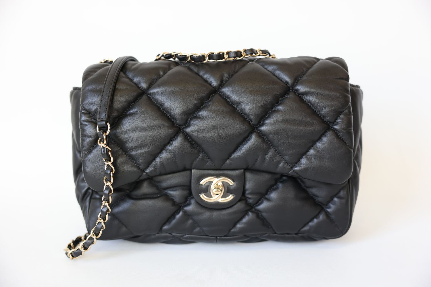 Chanel CC Puffy Bubbly Medium, Black Calfskin with Gold Hardware, New in Box WA001