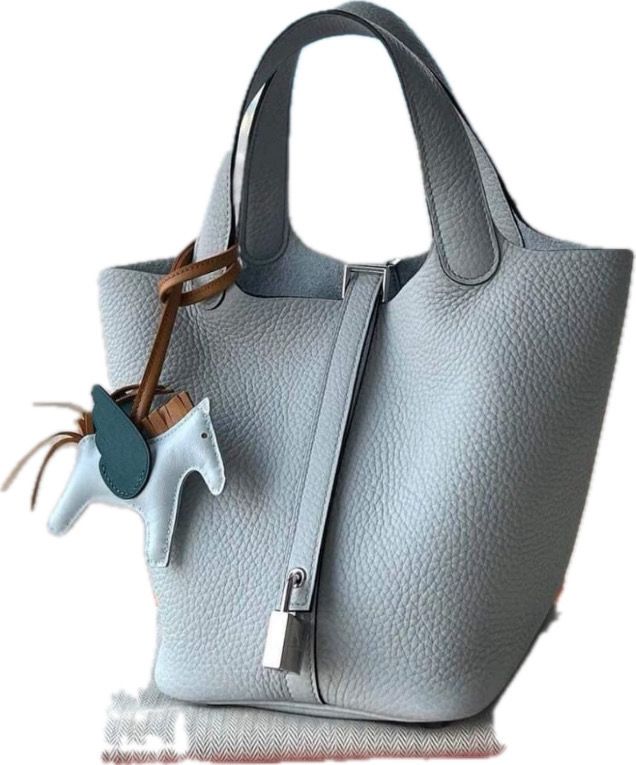 Preorder Hermes Picotin 22 Blue Pale, Palladium Hardware, New In Box + Pegasus