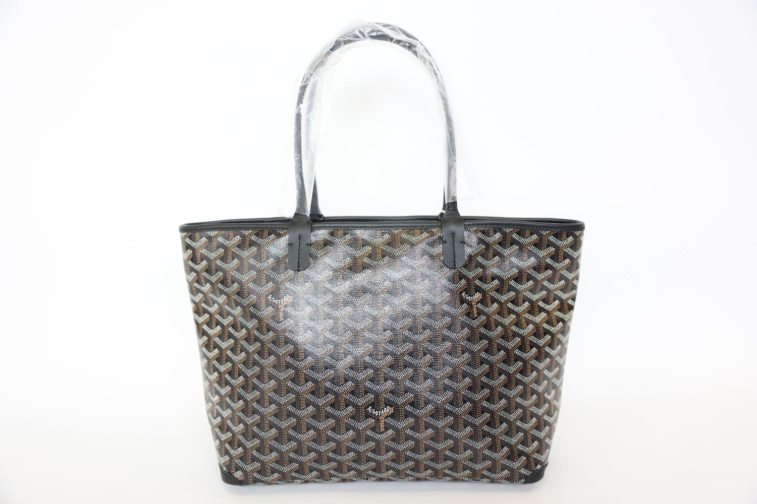 Goyard Artois PM, Black Goyardine Canvas and Chevroches Calfskin with Silver Hardware, New in Dustbag WA001