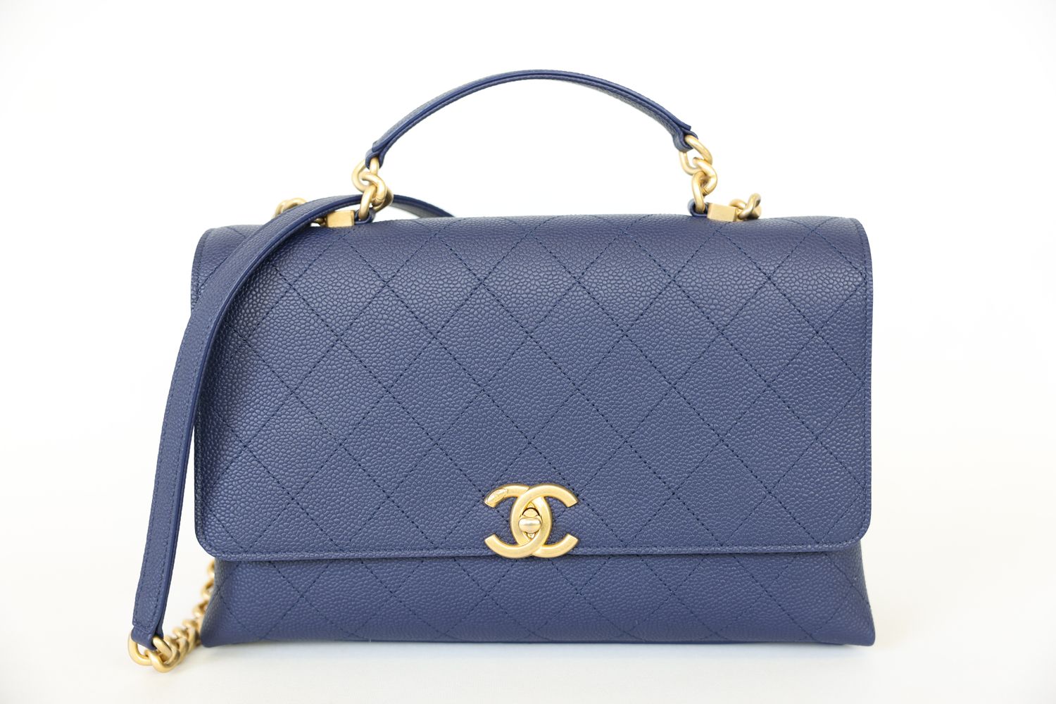 Chanel Chic Affinity Medium, Blue Caviar with Gold Hardware, Preowned in Box WA001