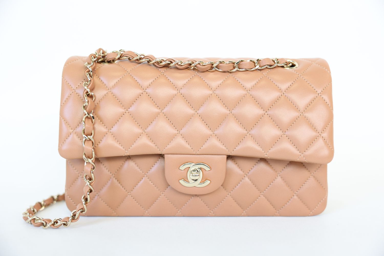 Chanel Classic Double Flap Medium, Brown Lambskin with Gold Hardware, Preowned in Box WA001