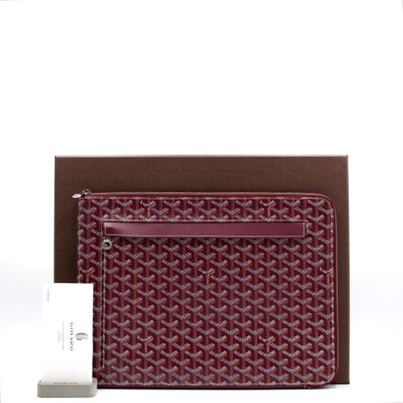 Goyard Sorbonne Document Case Clutch, Burgundy, Preowned in Box GA001P