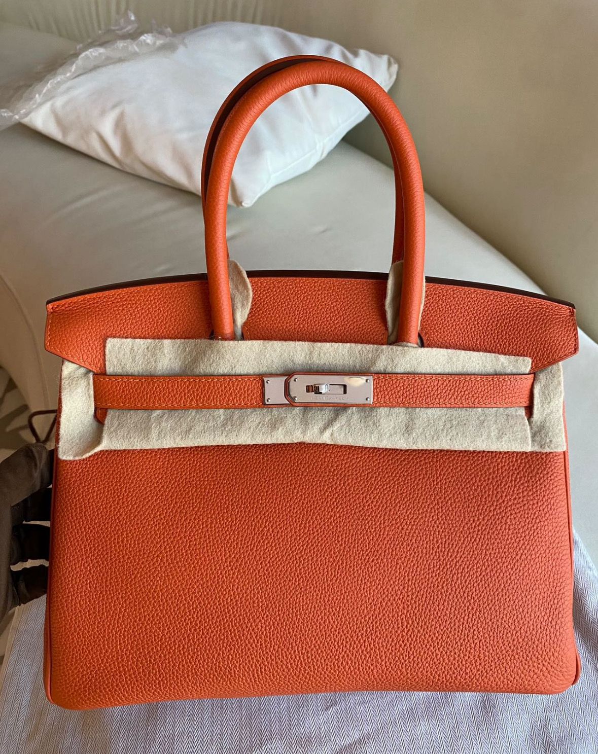 Preorder Hermes Birkin 30,  Orange Togo Leather, Palladium Hardware (Ships from Asia)