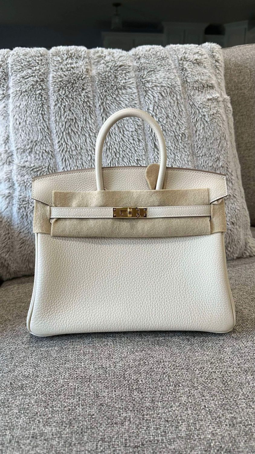 Preorder Hermes Birkin 25, Craie Togo Leather, Gold Hardware, Stamp W, New in Box KJRB001