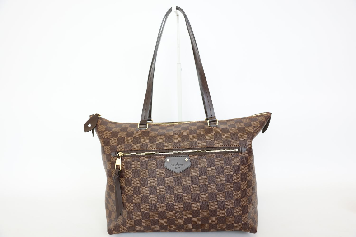 Louis Vuitton Iena MM, Brown Damier Ebene Coated Canvas and Cowhide Leather Trim with Gold Hardware, Preowned in Dustbag WA001