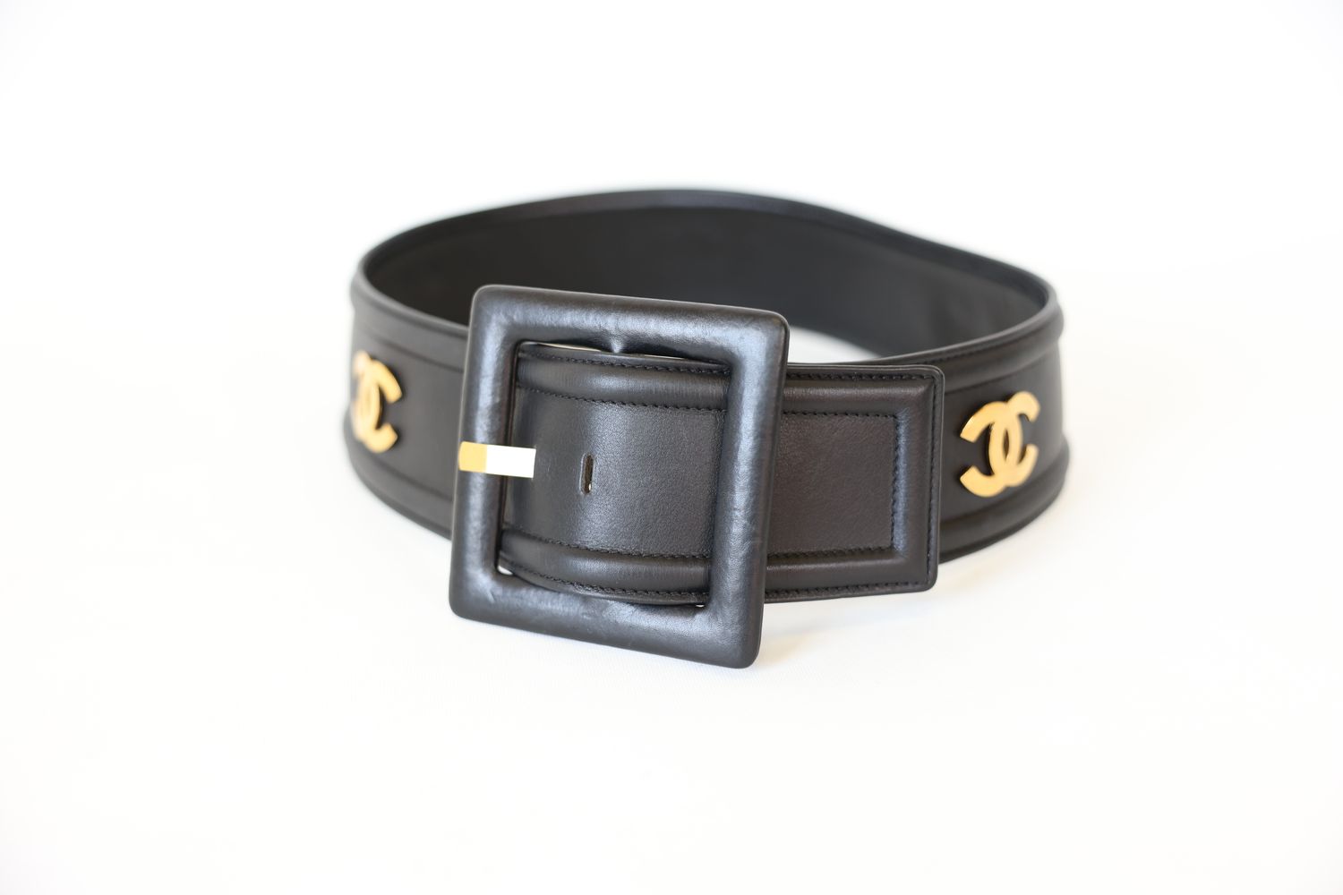 Chanel CC Belt Size 75/30, Black Calfskin with Gold Hardware Chanel CC Belt Size 75/30, Black Calfskin with Gold Hardware