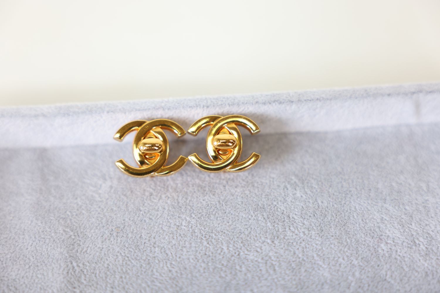 Chanel CC Turn Lock Paddle Back Clip-on Earrings, 96A Golden Hardware, Preowned WA001