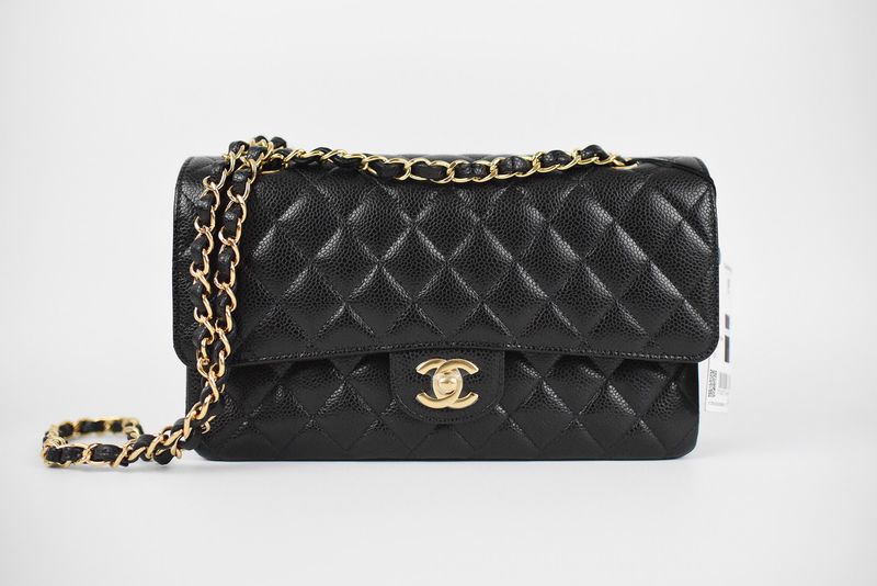 Chanel Classic Flap, Medium, Black Caviar Leather with Gold Hardware, New in Box GA003