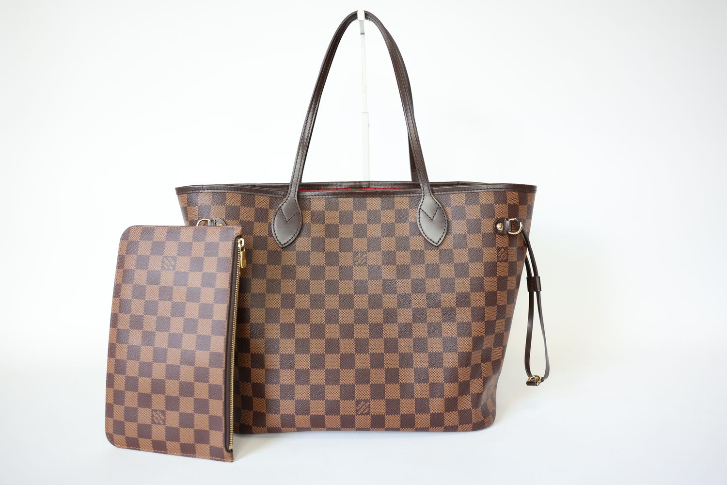 Louis Vuitton Neverfull MM Set, Brown Damier Ebene Coated Canvas with Gold Hardware, Preowned No Dustbag WA001