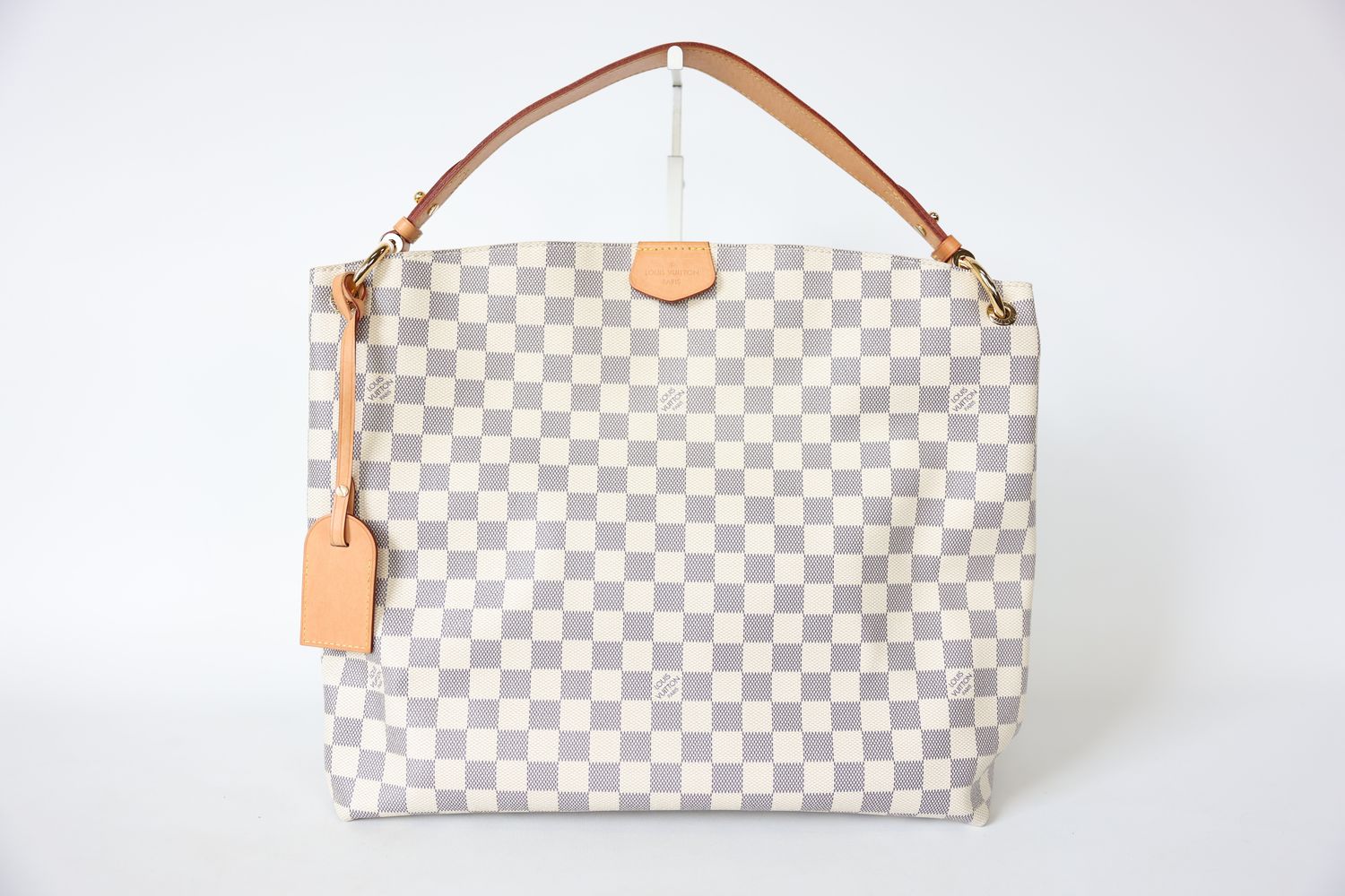 Louis Vuitton Graceful MM, Damier Azur Coated Canvas and Beige Natural Cowhide-Leather Trim, Preowned in Box WA001