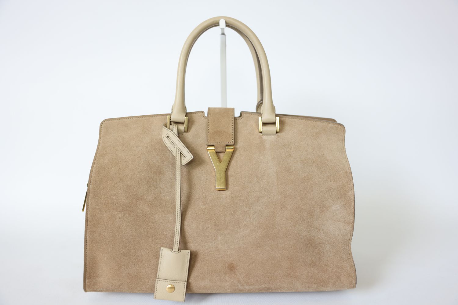 Saint Laurent Cabas ChYc Medium, Beige Suede with Gold Hardware, Preowned in Dustbag WA001