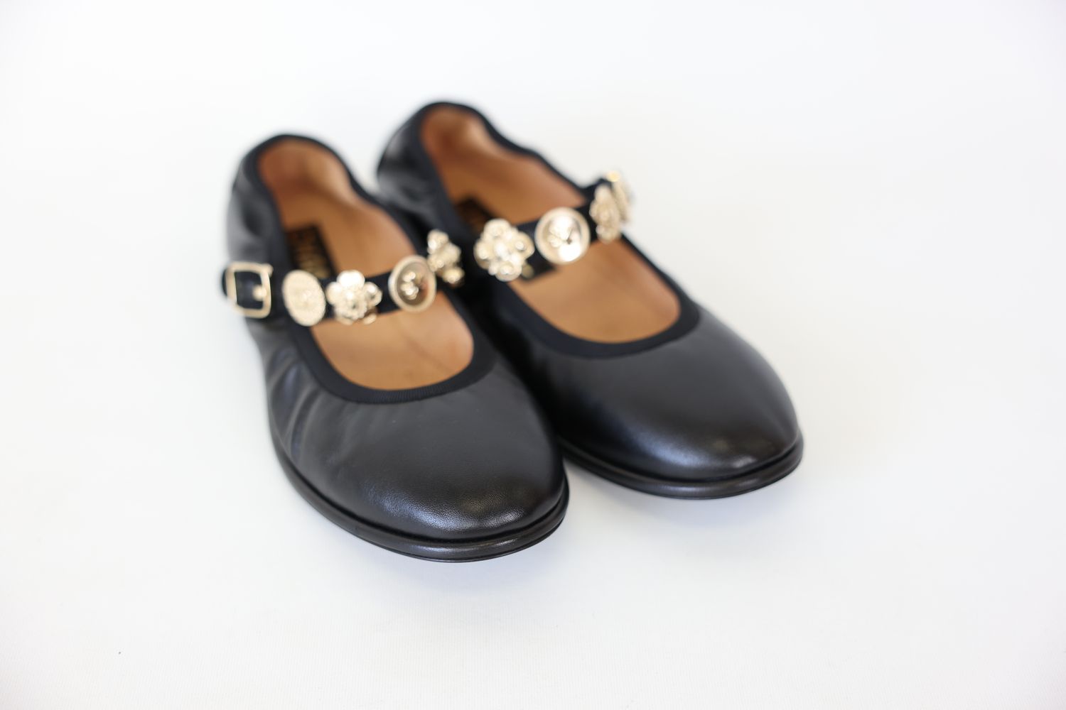 Chanel Mary Jane Shoes with Charms Size 38.5, 24A Black
